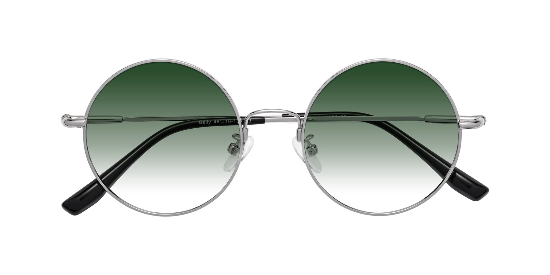 Folded Front of Belly in Silver with Green Gradient Lenses