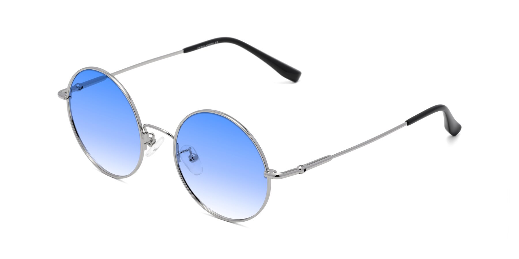 Angle of Belly in Silver with Blue Gradient Lenses