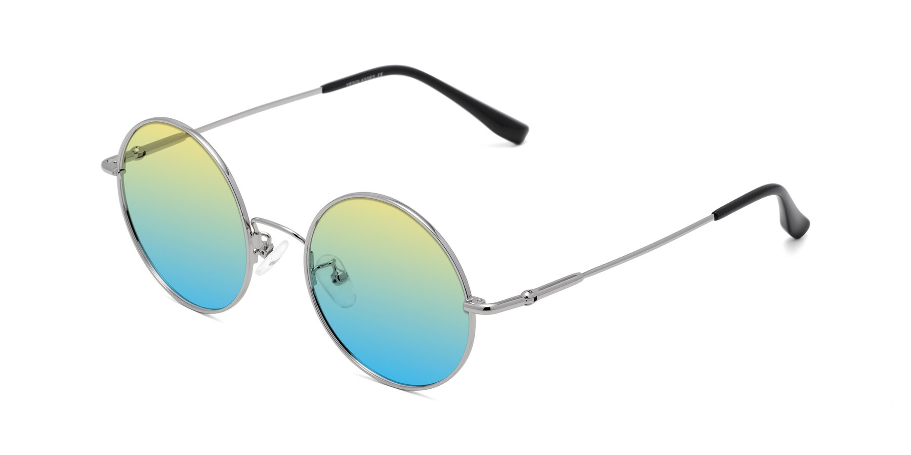 Angle of Belly in Silver with Yellow / Blue Gradient Lenses