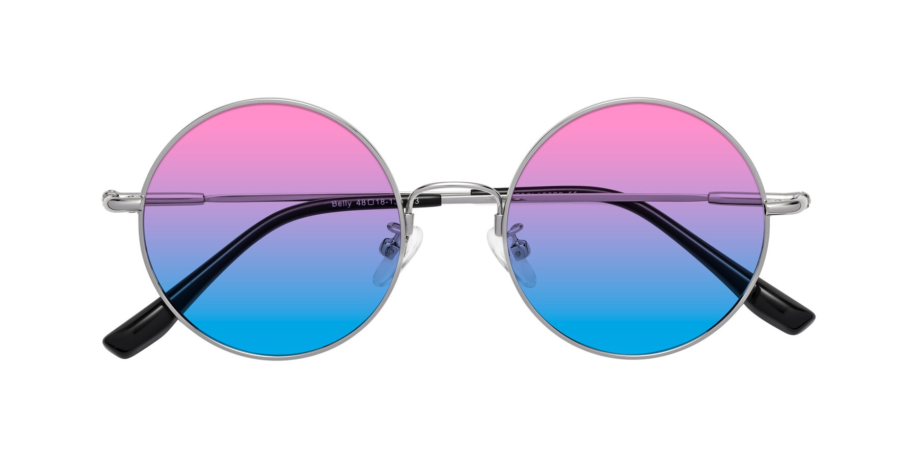 Folded Front of Belly in Silver with Pink / Blue Gradient Lenses