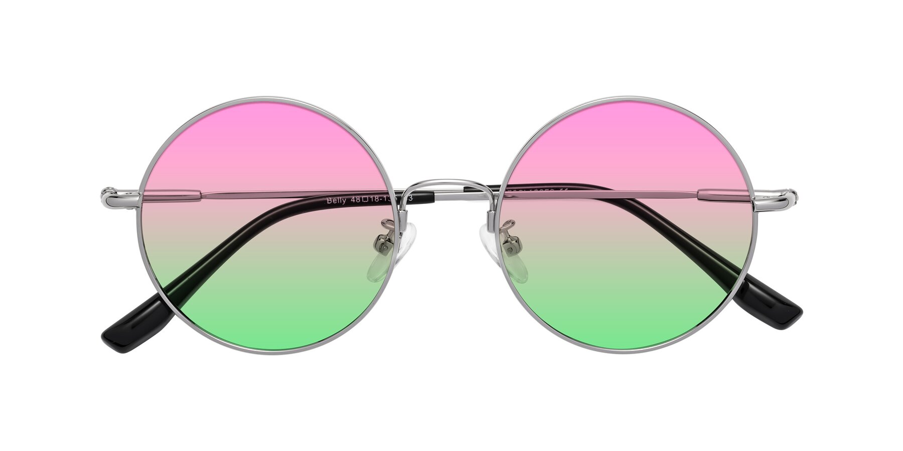 Folded Front of Belly in Silver with Pink / Green Gradient Lenses