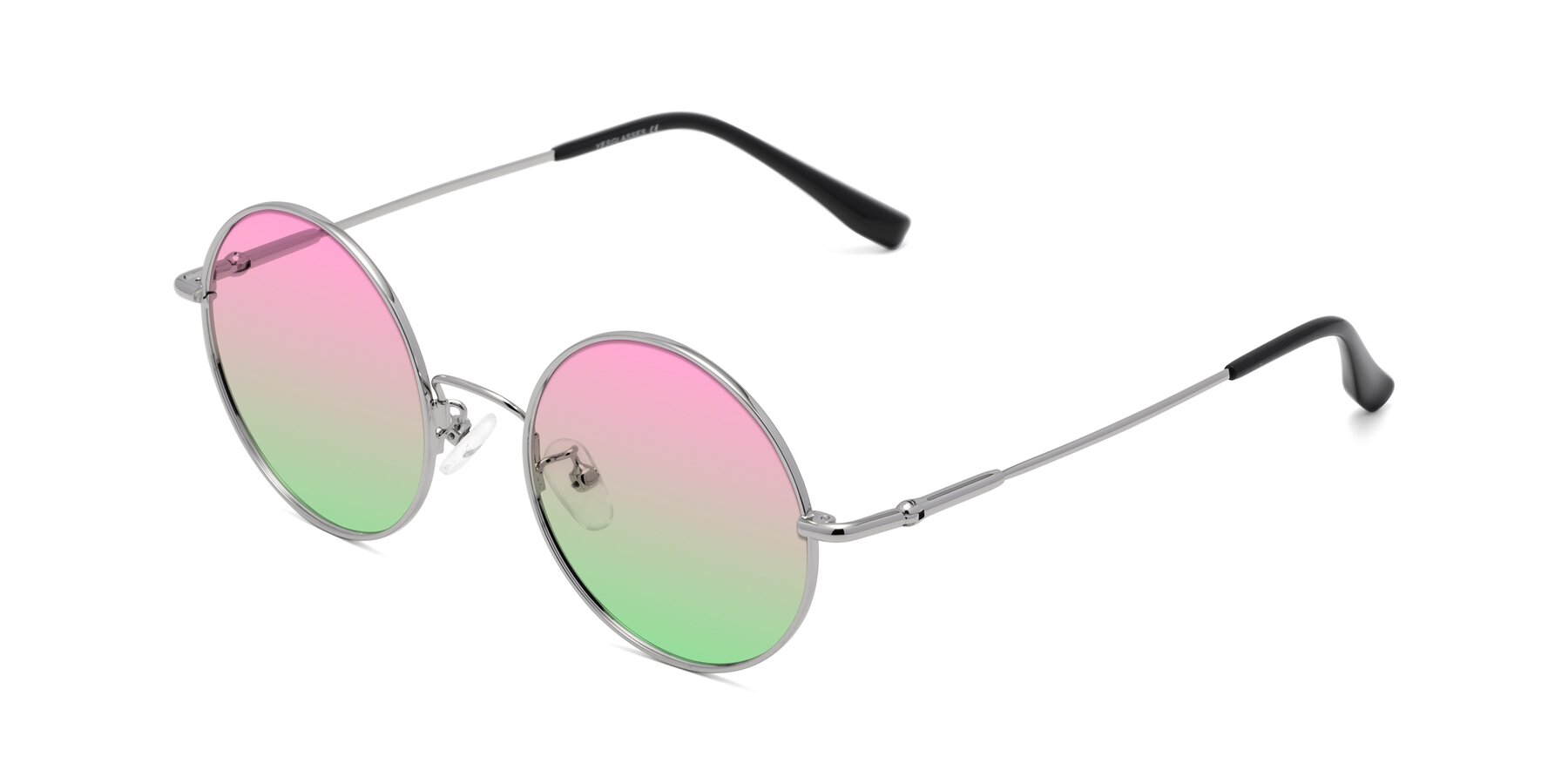 Angle of Belly in Silver with Pink / Green Gradient Lenses