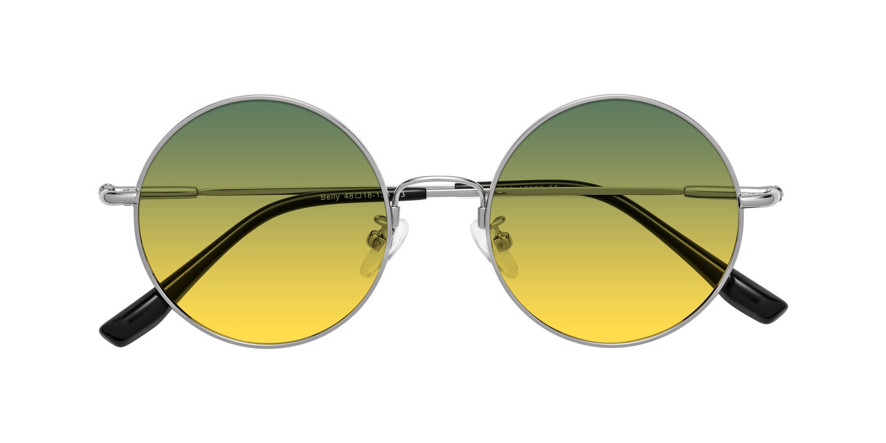 Folded Front of Belly in Silver with Green / Yellow Gradient Lenses