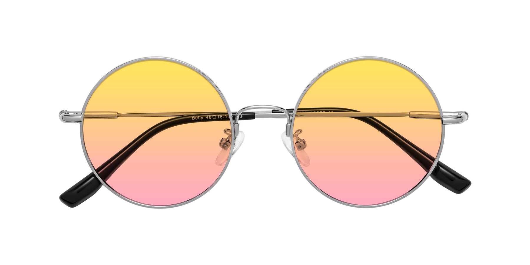 Folded Front of Belly in Silver with Yellow / Pink Gradient Lenses