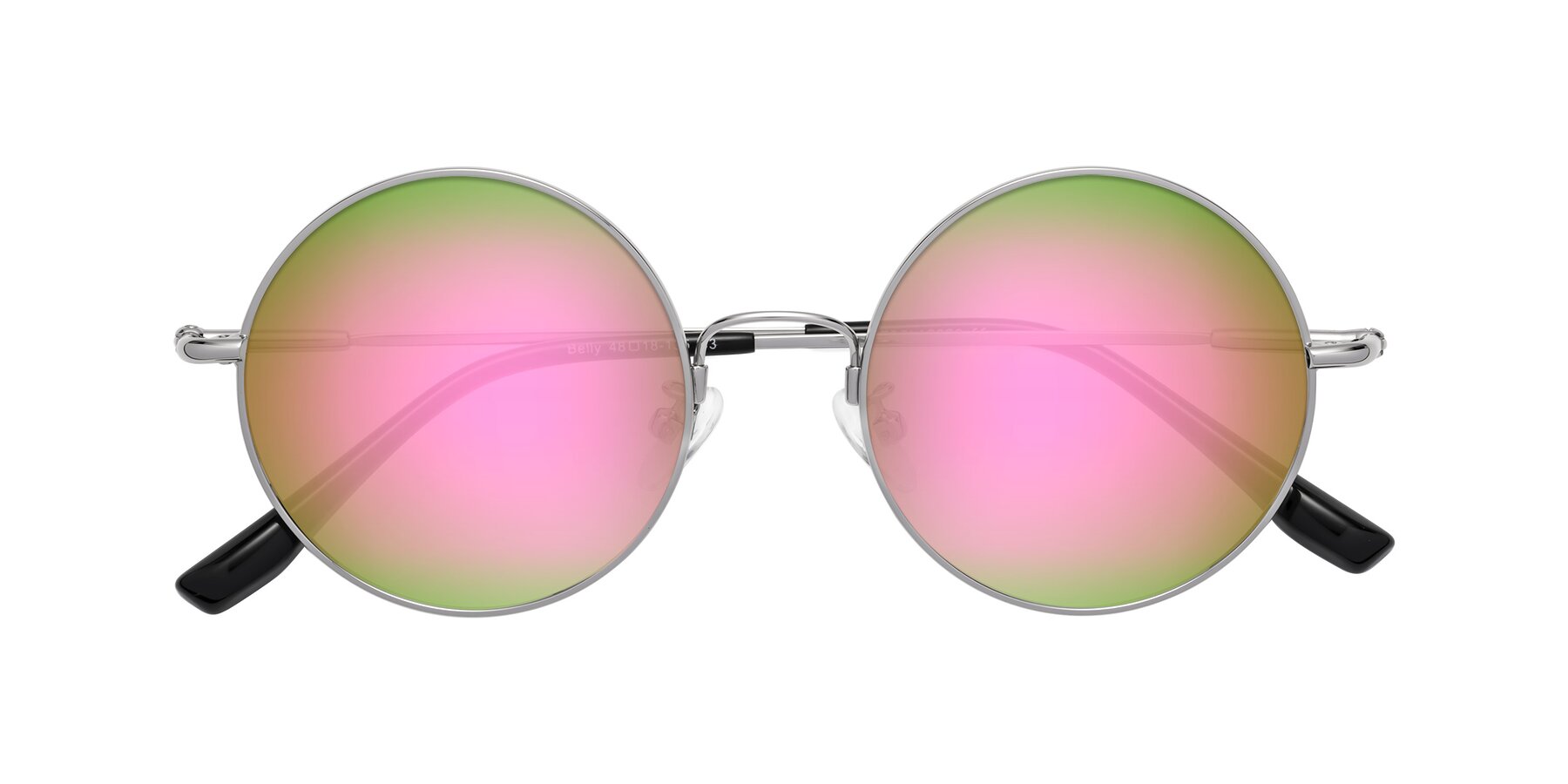 Folded Front of Belly in Silver with Pink Mirrored Lenses