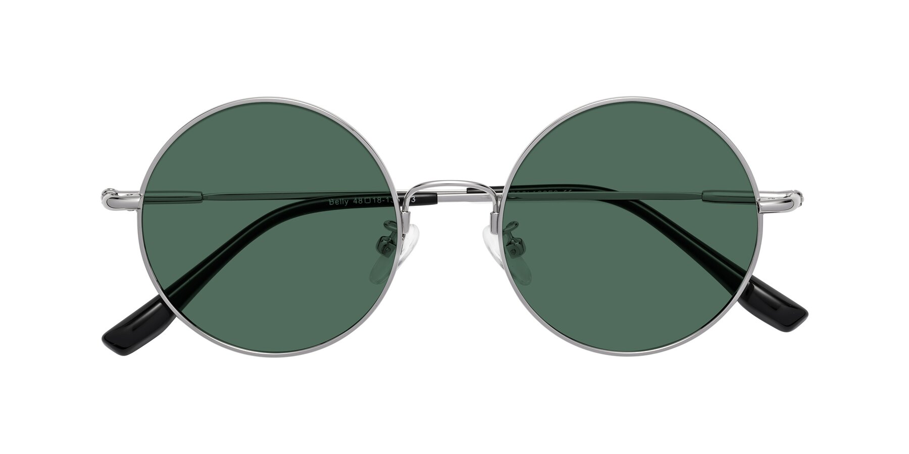 Folded Front of Belly in Silver with Green Polarized Lenses