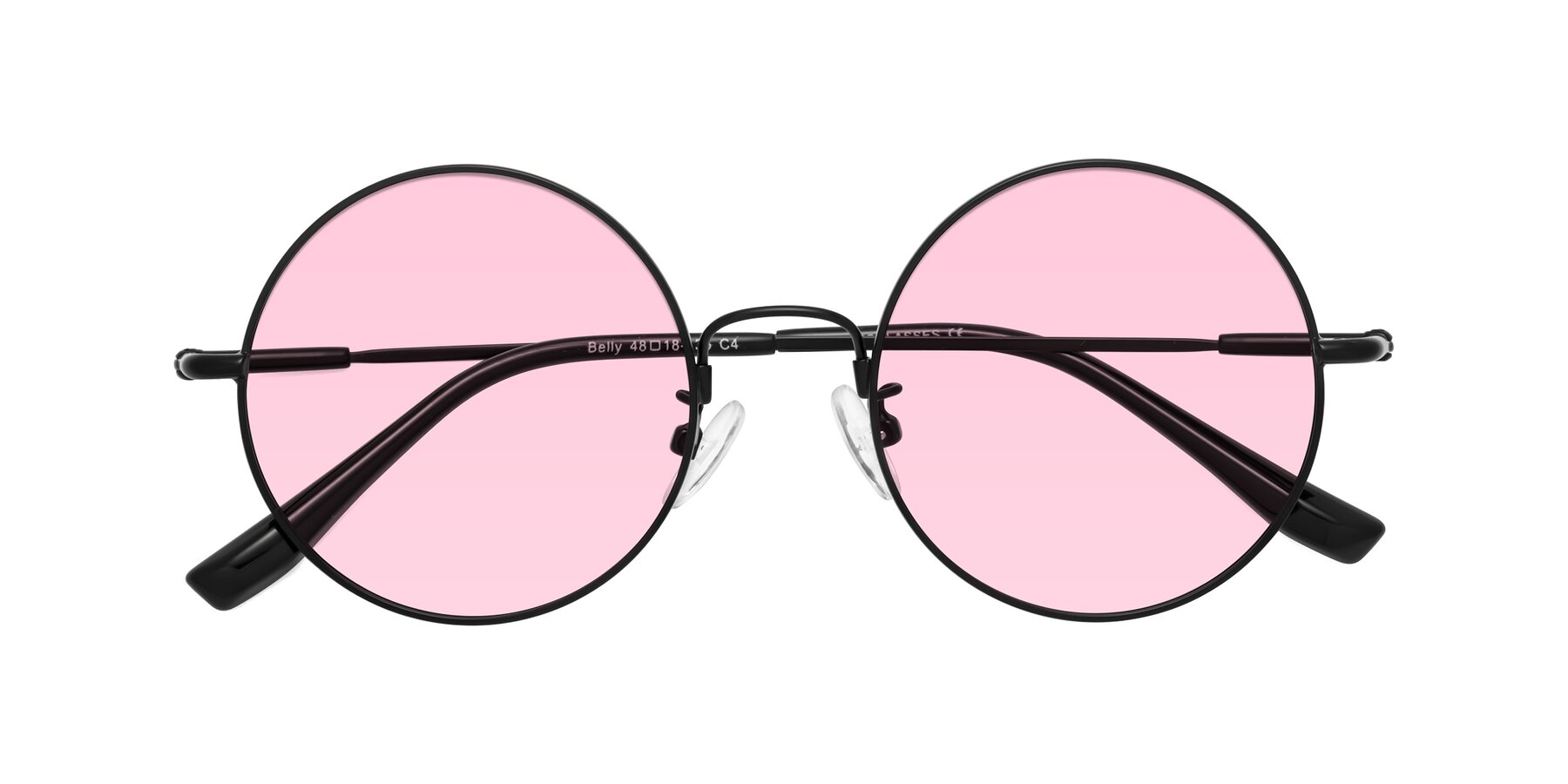 Folded Front of Belly in Black with Light Pink Tinted Lenses