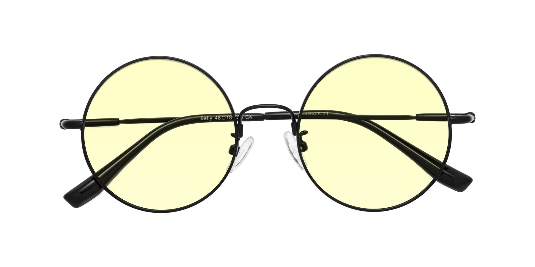 Folded Front of Belly in Black with Light Yellow Tinted Lenses