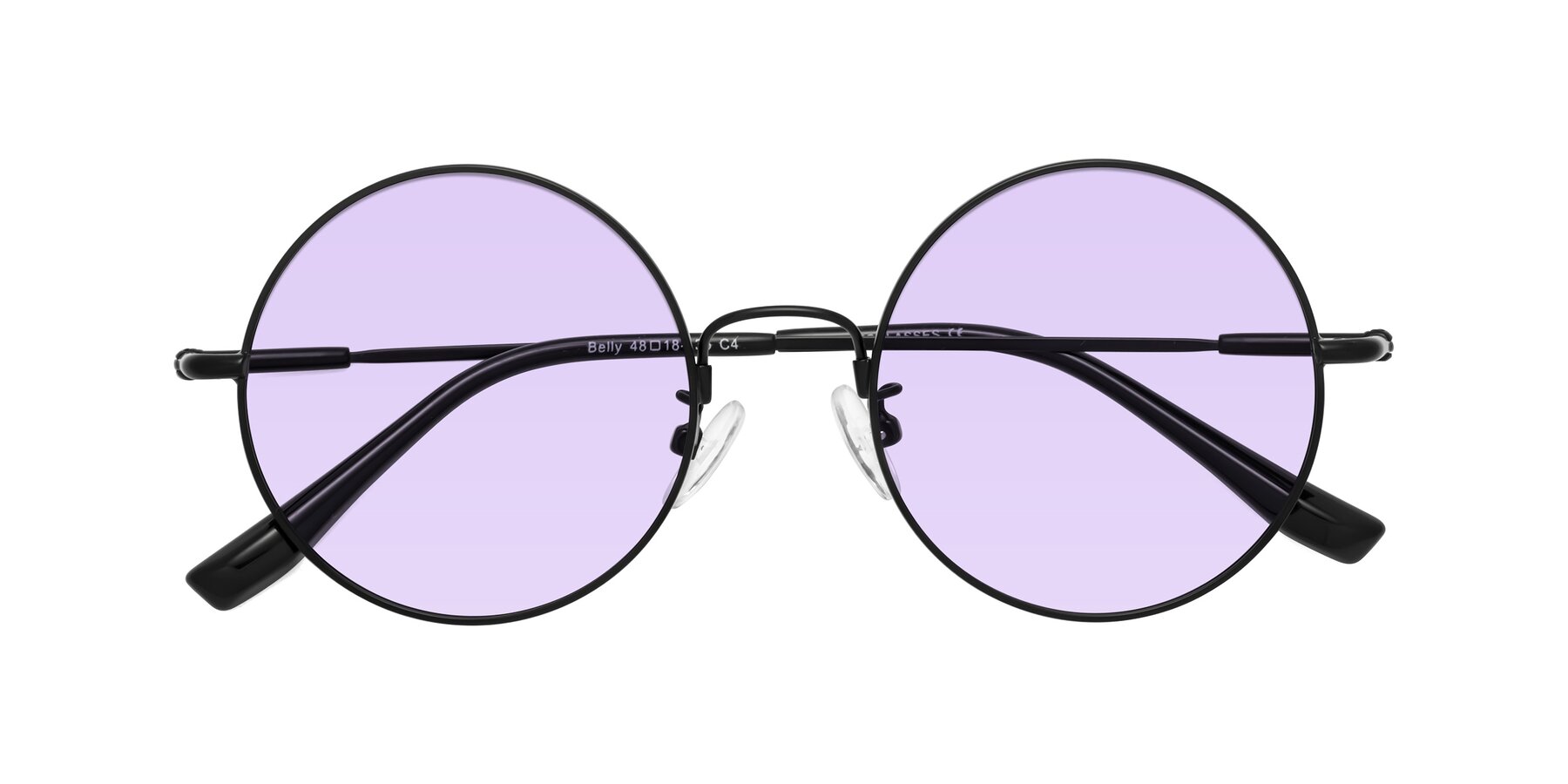 Folded Front of Belly in Black with Light Purple Tinted Lenses