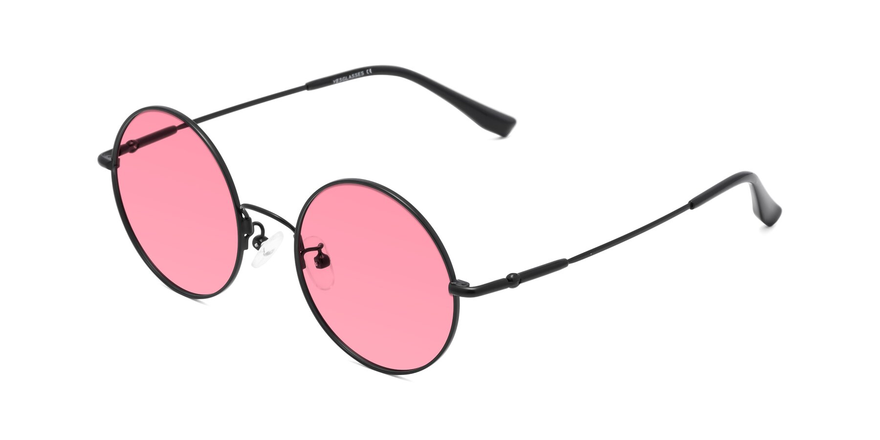 Angle of Belly in Black with Pink Tinted Lenses
