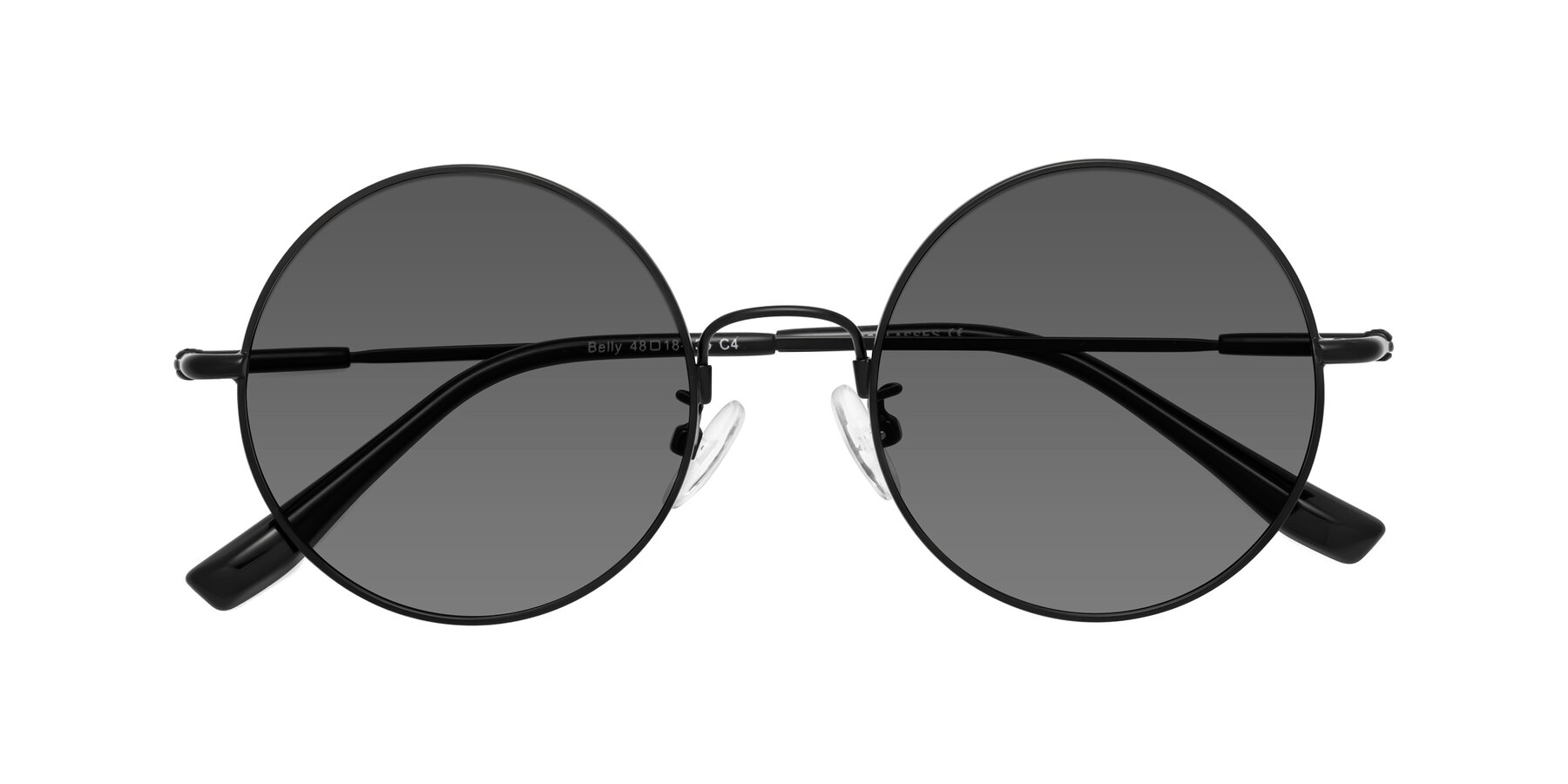 Folded Front of Belly in Black with Medium Gray Tinted Lenses