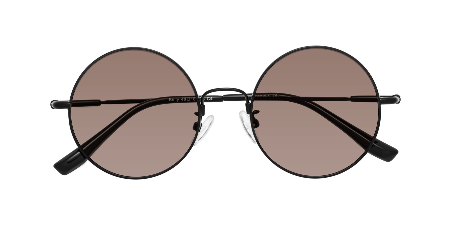Folded Front of Belly in Black with Medium Brown Tinted Lenses