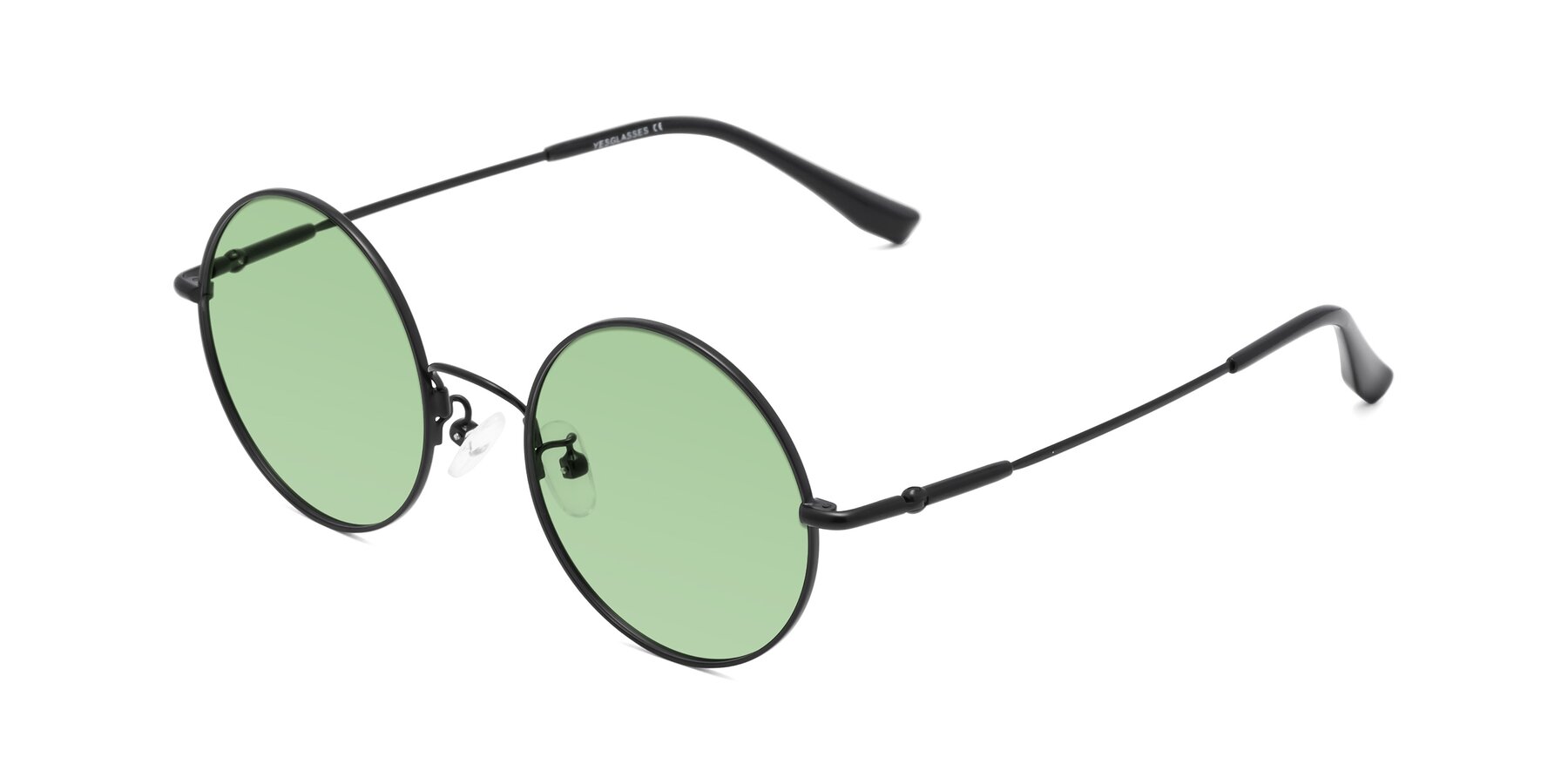 Angle of Belly in Black with Medium Green Tinted Lenses