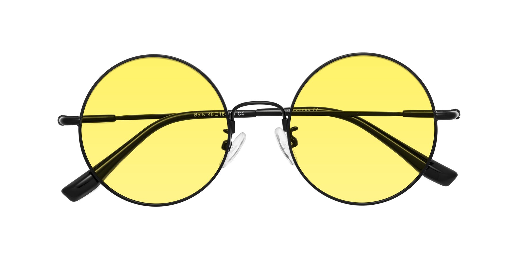 Folded Front of Belly in Black with Medium Yellow Tinted Lenses