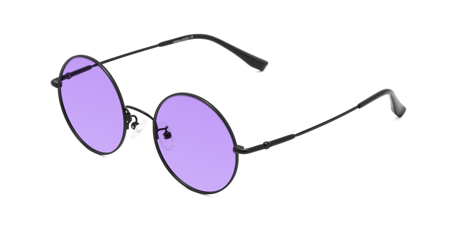 Angle of Belly in Black with Medium Purple Tinted Lenses