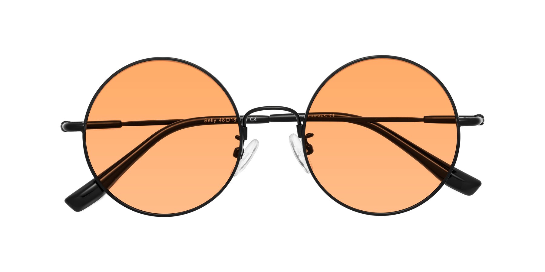Folded Front of Belly in Black with Medium Orange Tinted Lenses