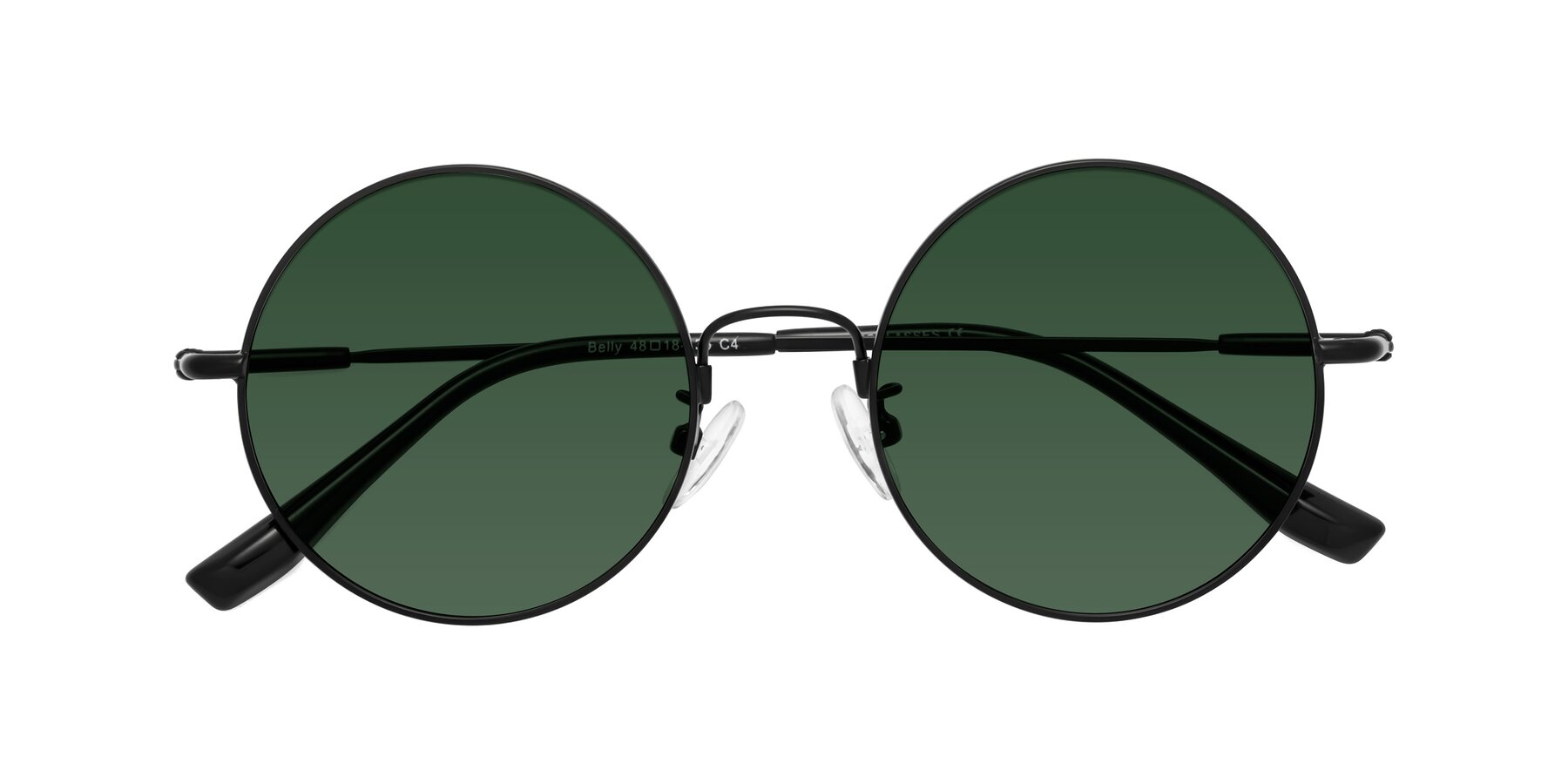 Folded Front of Belly in Black with Green Tinted Lenses