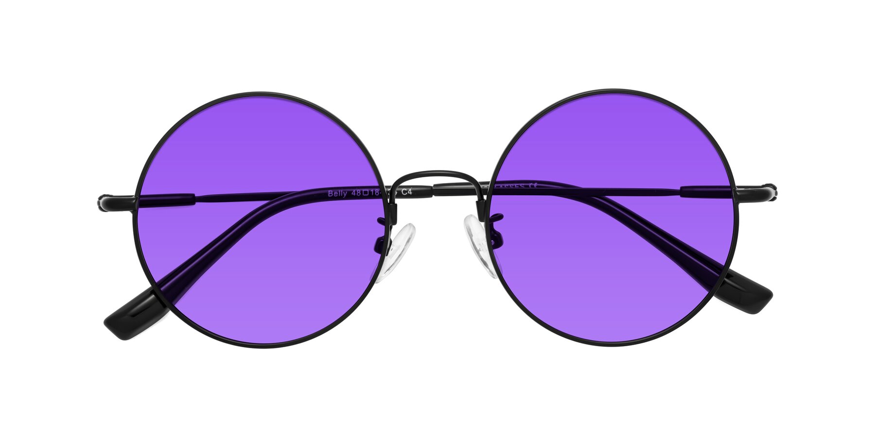 Folded Front of Belly in Black with Purple Tinted Lenses