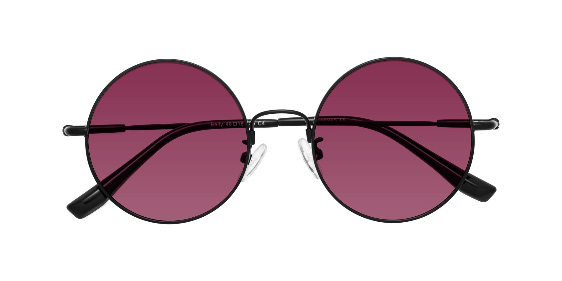 Folded Front of Belly in Black with Wine Tinted Lenses