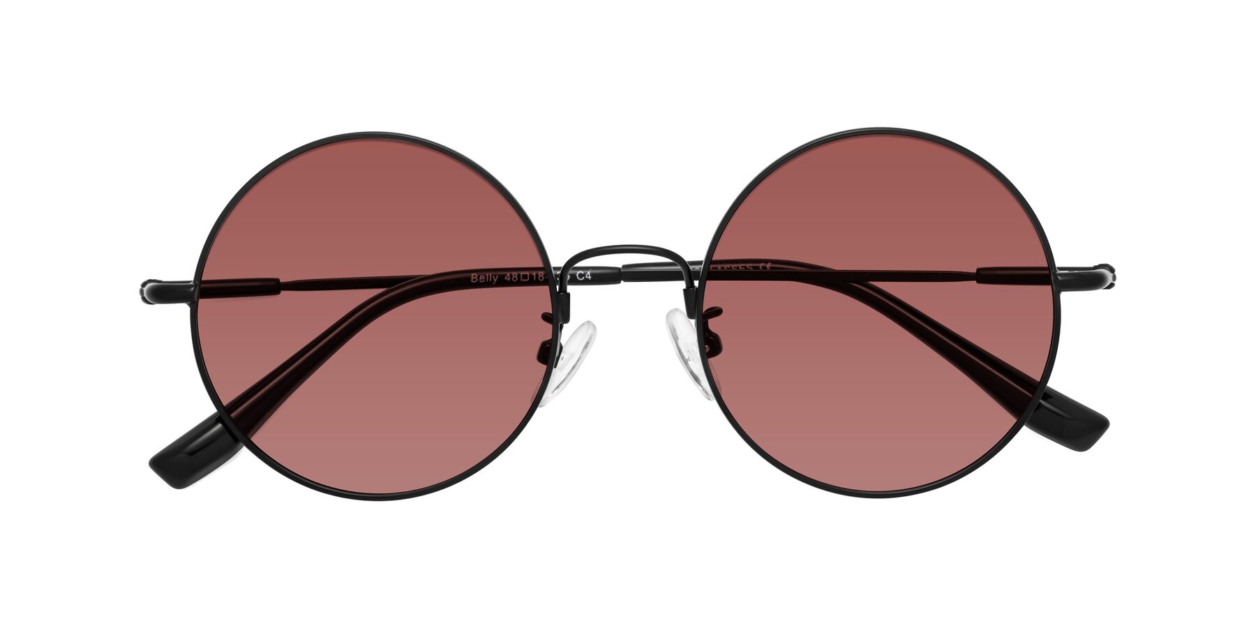 Folded Front of Belly in Black with Garnet Tinted Lenses