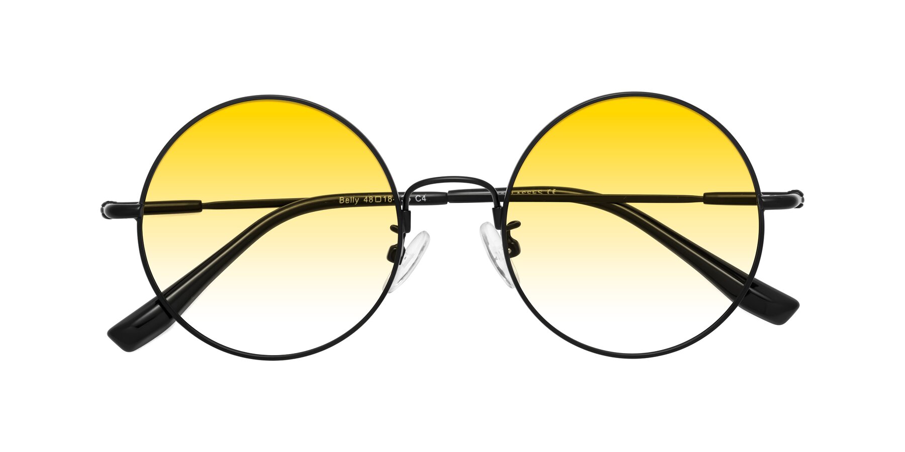 Folded Front of Belly in Black with Yellow Gradient Lenses