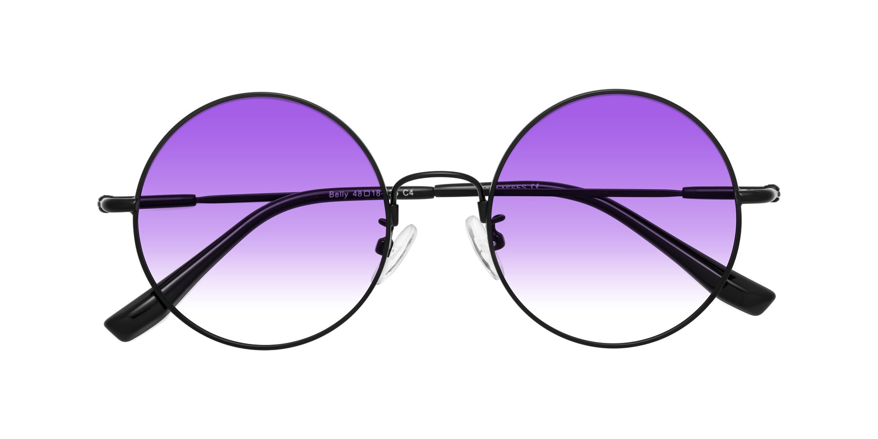 Folded Front of Belly in Black with Purple Gradient Lenses