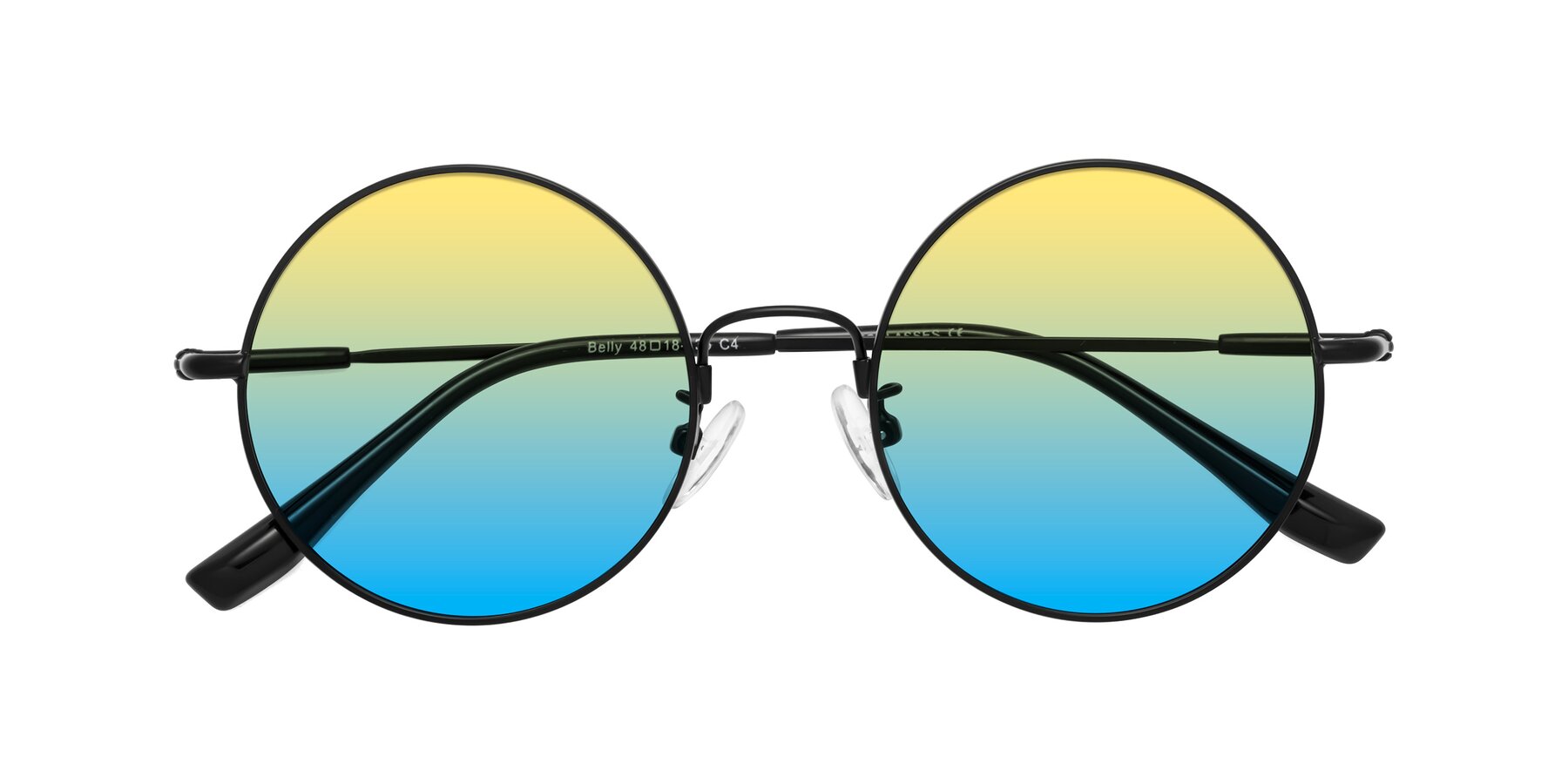 Folded Front of Belly in Black with Yellow / Blue Gradient Lenses