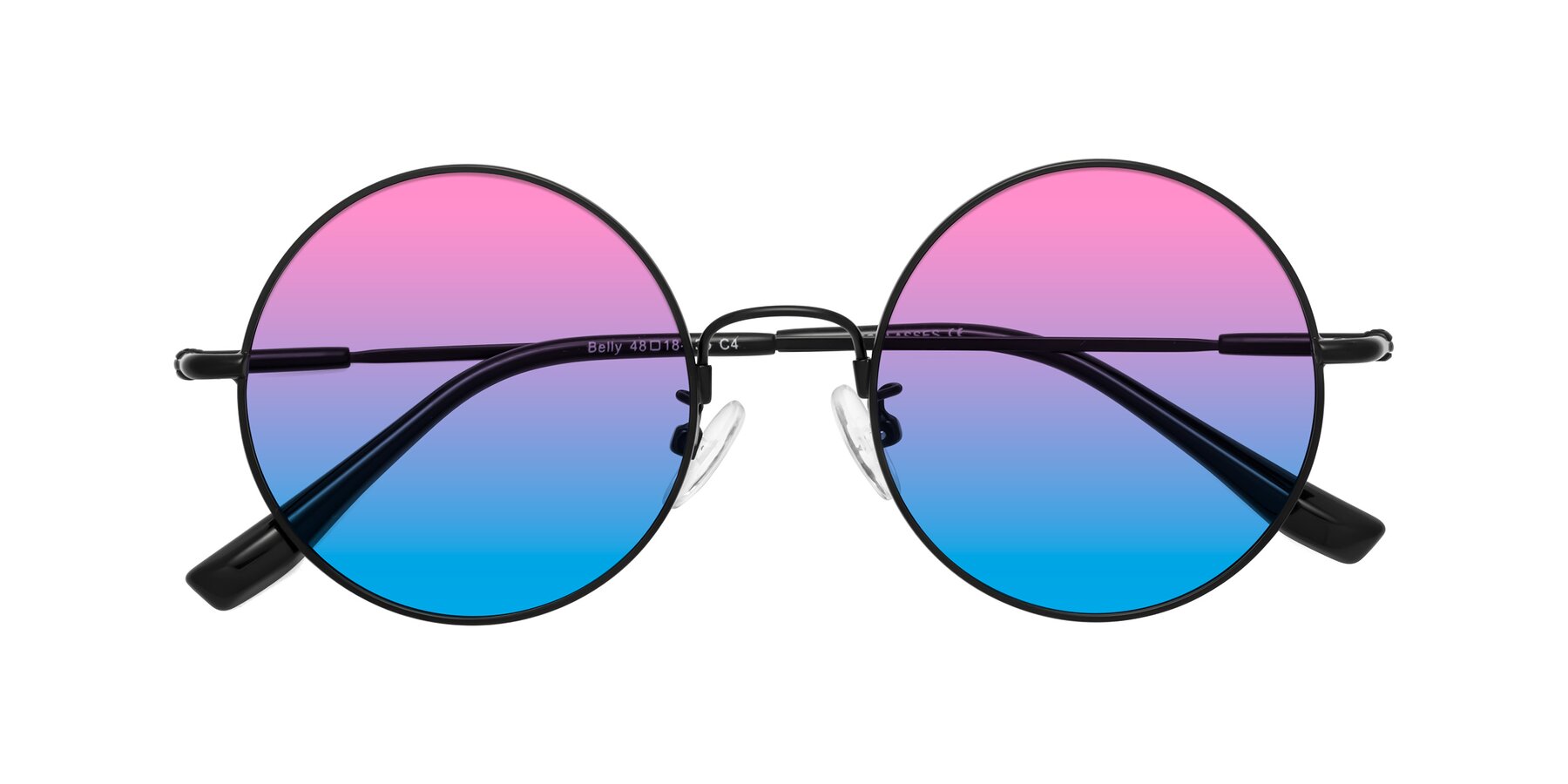 Folded Front of Belly in Black with Pink / Blue Gradient Lenses