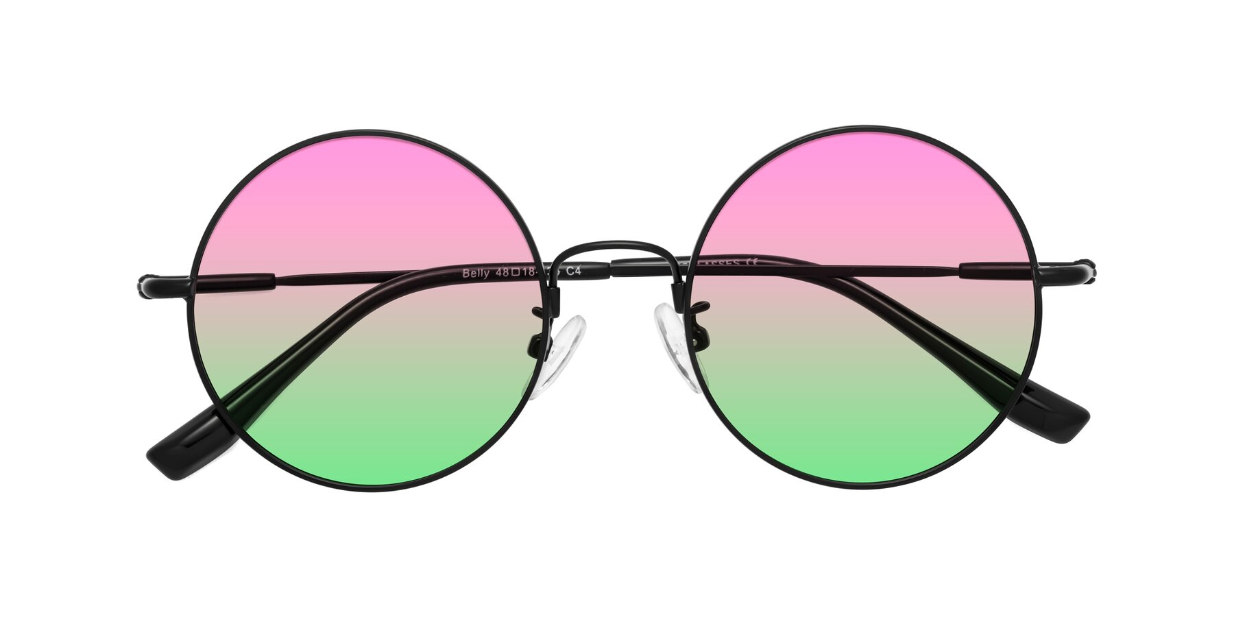 Folded Front of Belly in Black with Pink / Green Gradient Lenses