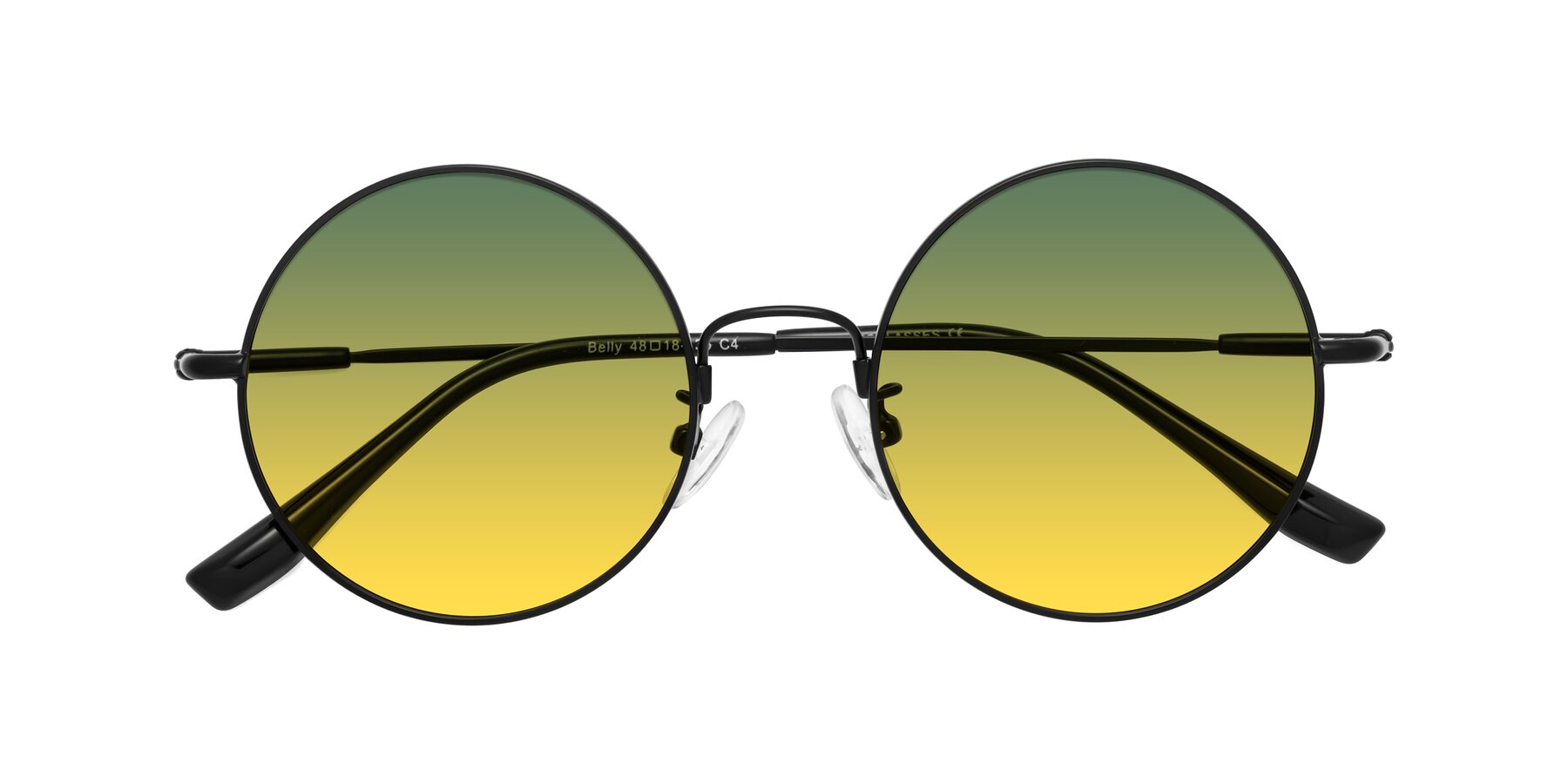 Folded Front of Belly in Black with Green / Yellow Gradient Lenses
