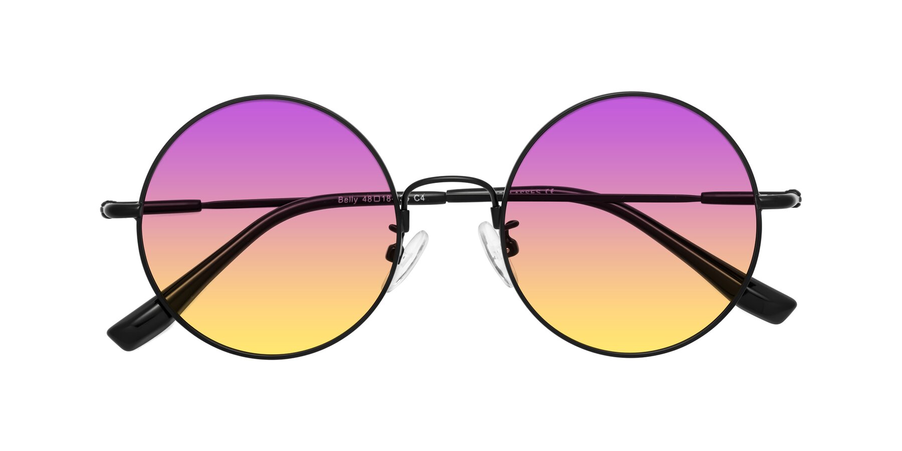 Folded Front of Belly in Black with Purple / Yellow Gradient Lenses