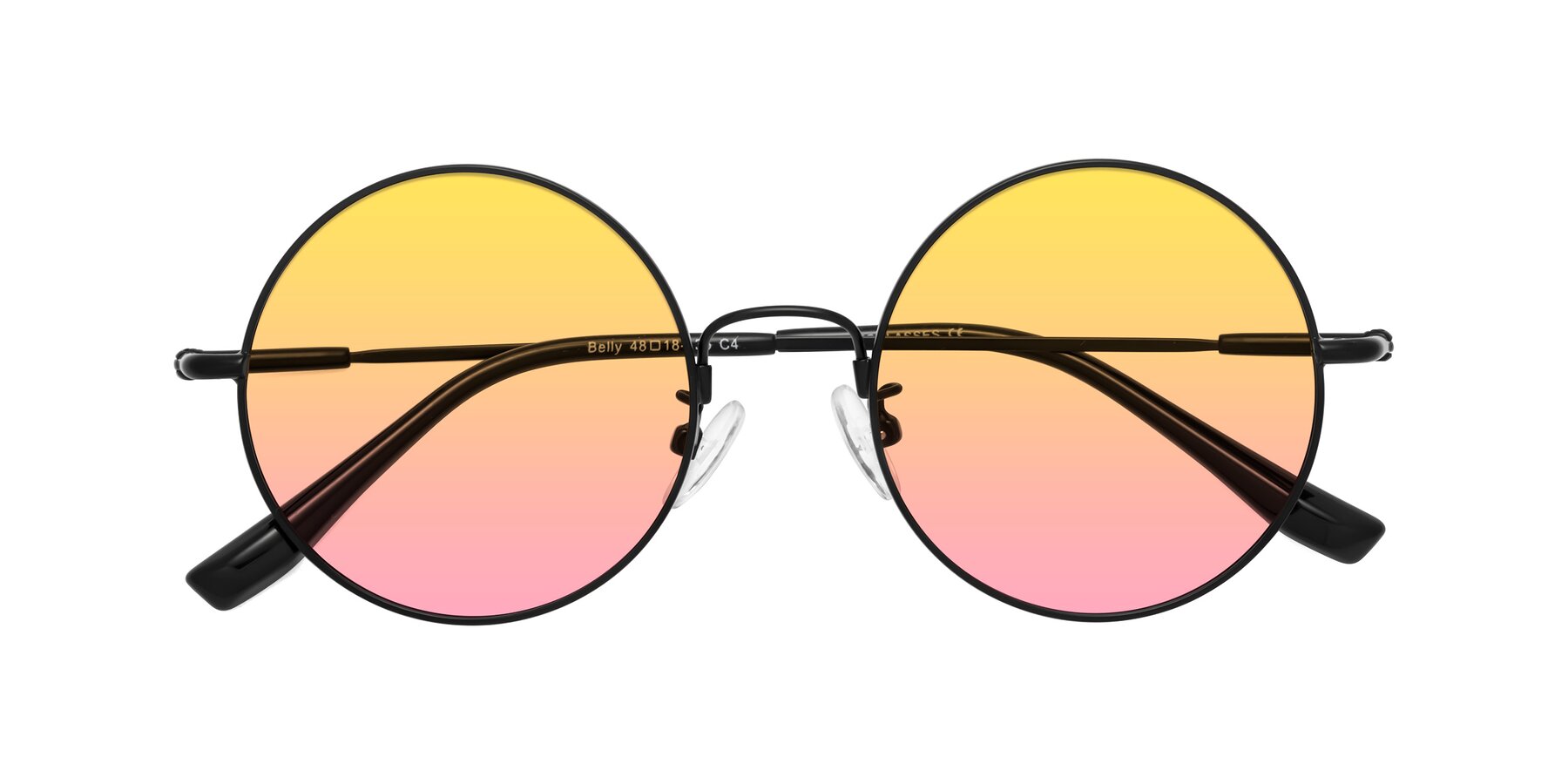 Folded Front of Belly in Black with Yellow / Pink Gradient Lenses