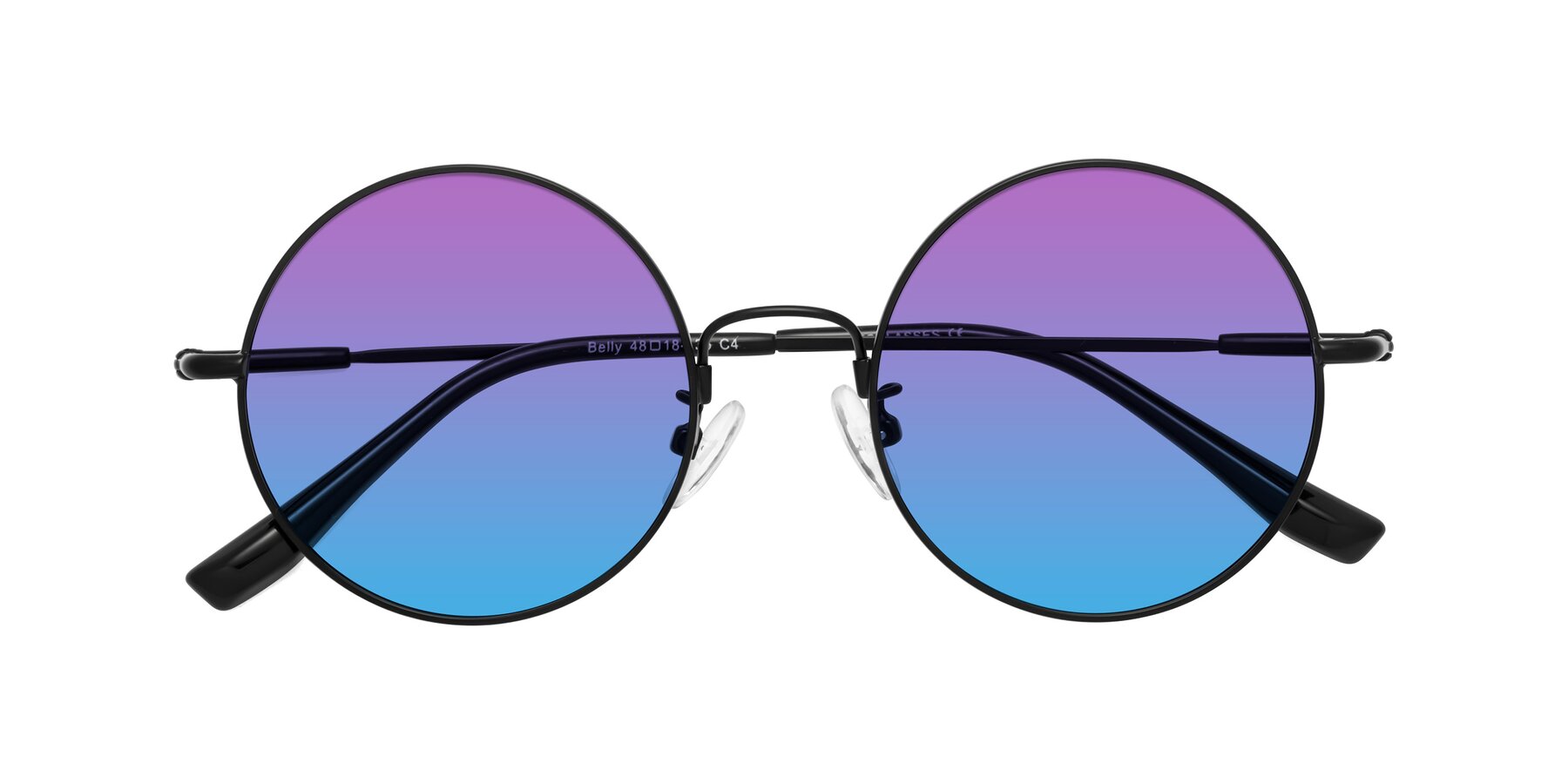 Folded Front of Belly in Black with Purple / Blue Gradient Lenses