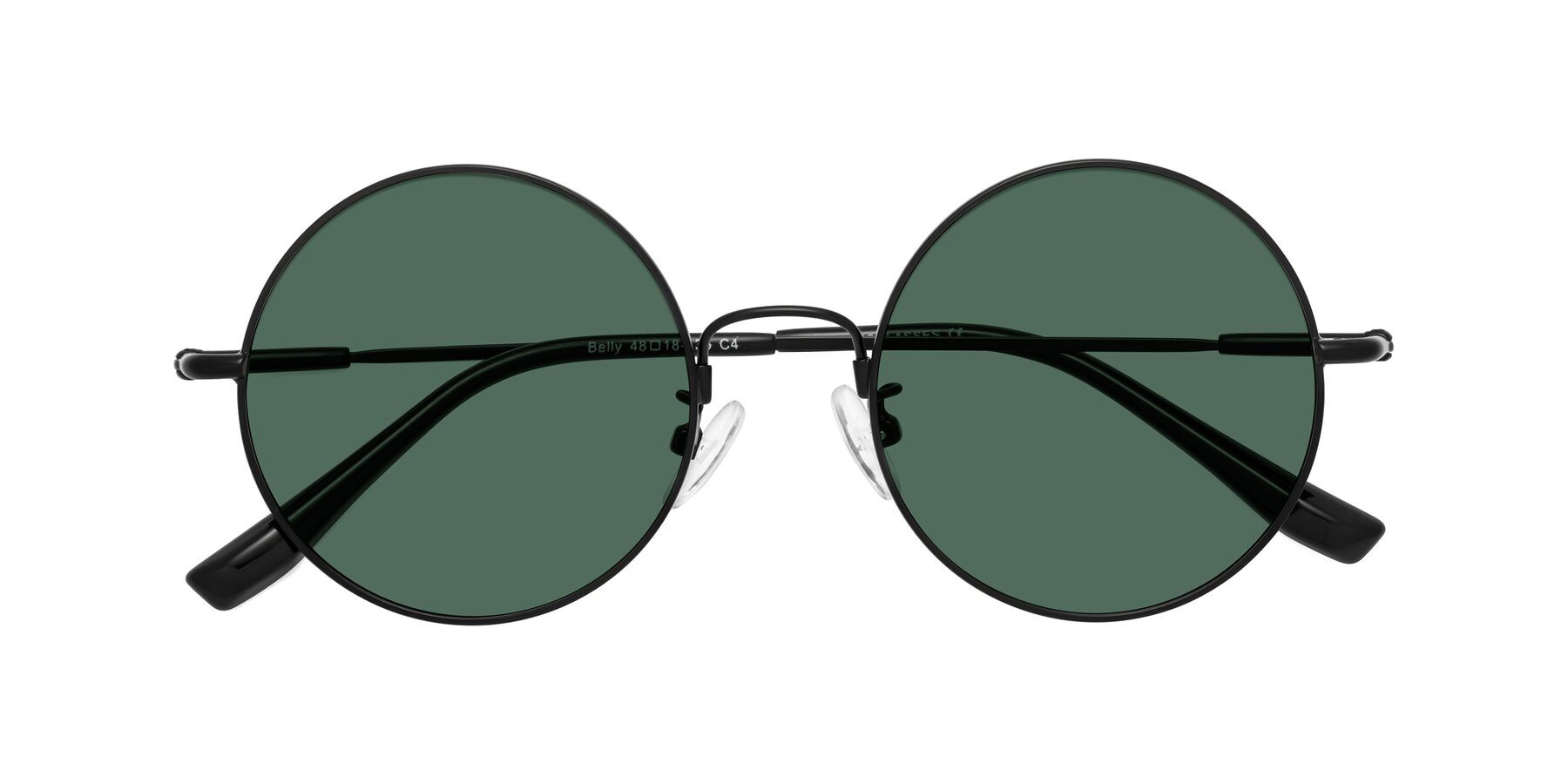 Folded Front of Belly in Black with Green Polarized Lenses