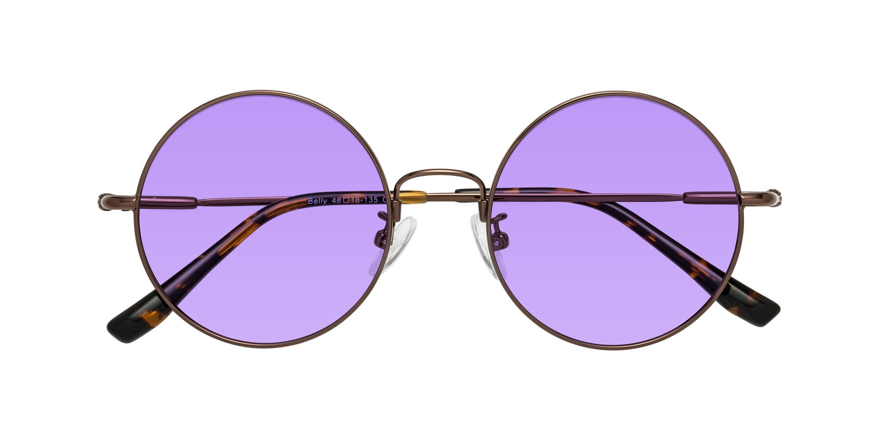Folded Front of Belly in Coffee with Medium Purple Tinted Lenses