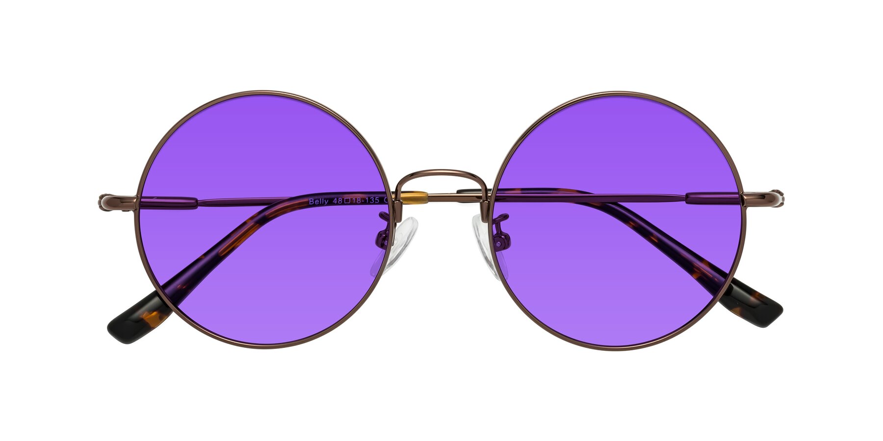 Folded Front of Belly in Coffee with Purple Tinted Lenses