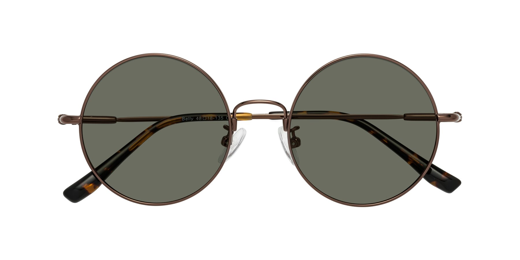 Folded Front of Belly in Coffee with Gray Polarized Lenses
