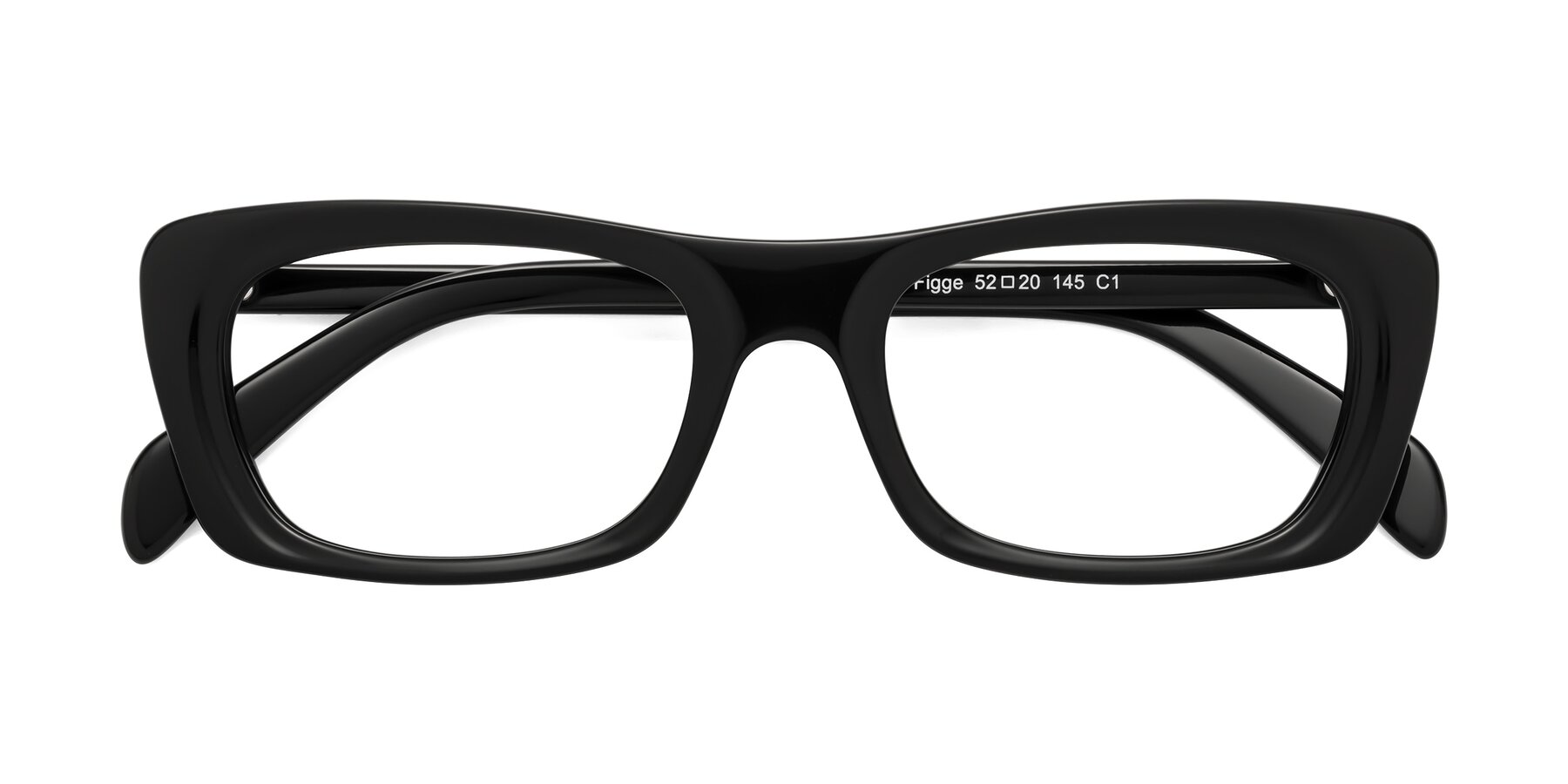 Folded Front of Figge in Black with Clear Eyeglass Lenses