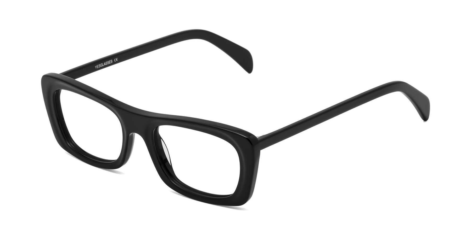 Angle of Figge in Black with Clear Eyeglass Lenses