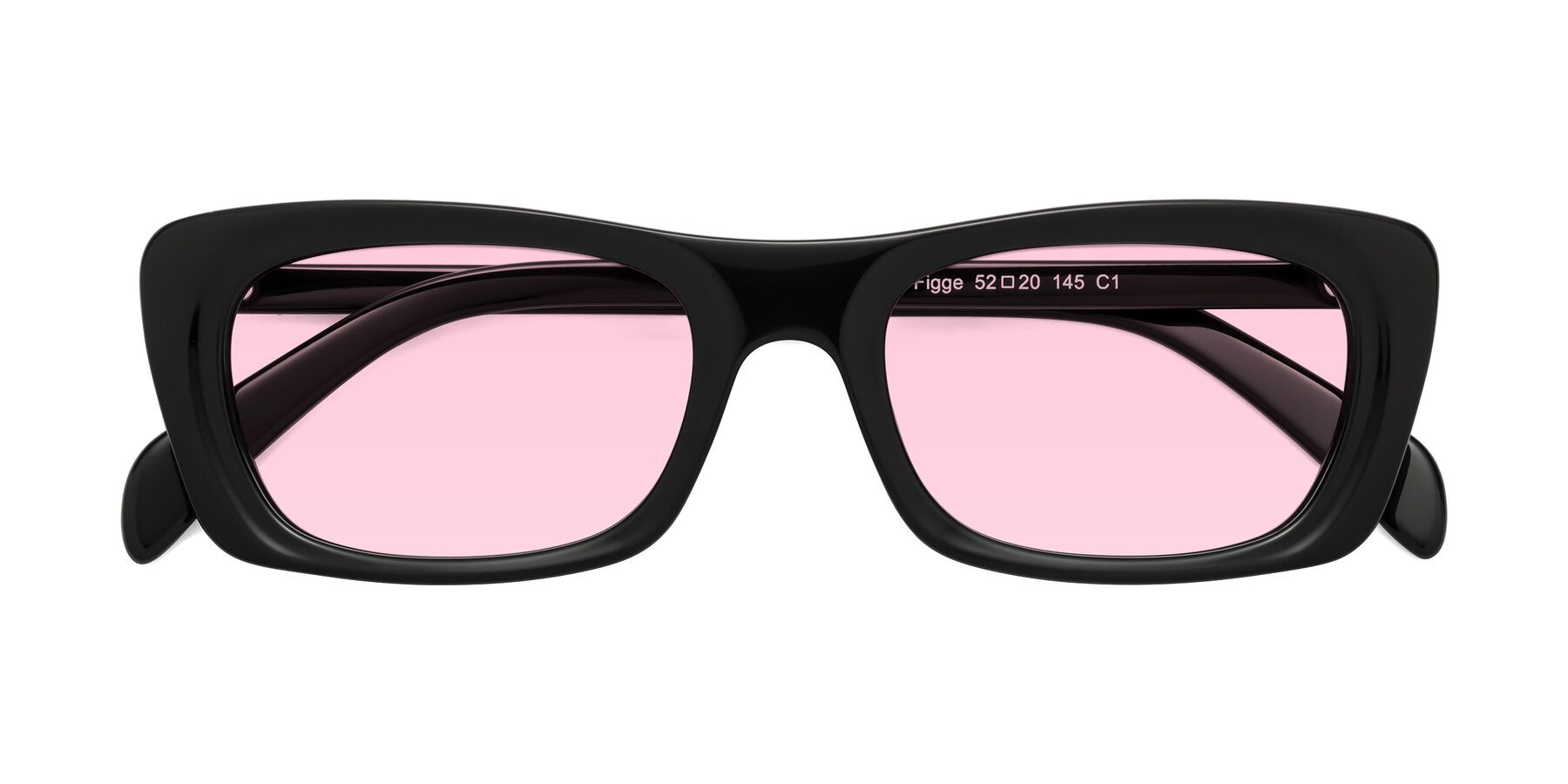Folded Front of Figge in Black with Light Pink Tinted Lenses