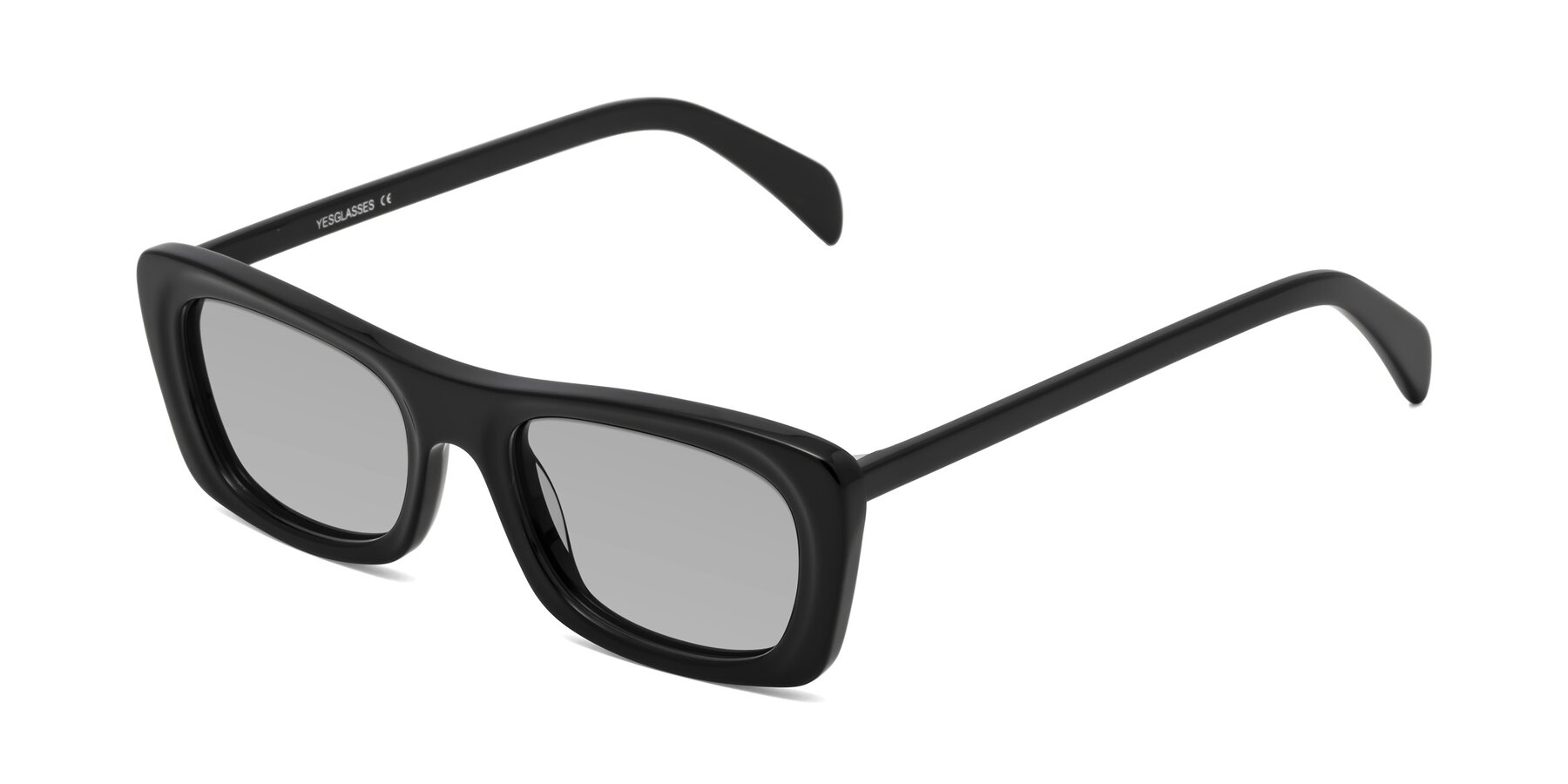 Angle of Figge in Black with Light Gray Tinted Lenses