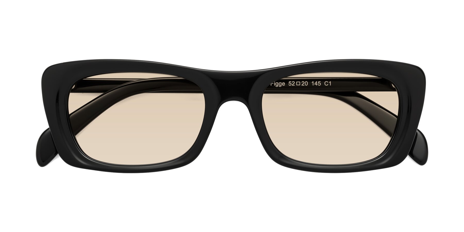 Folded Front of Figge in Black with Light Brown Tinted Lenses