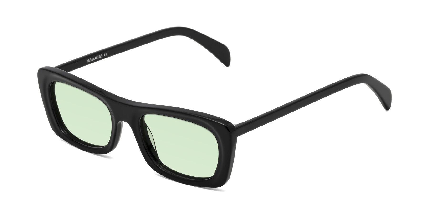 Angle of Figge in Black with Light Green Tinted Lenses