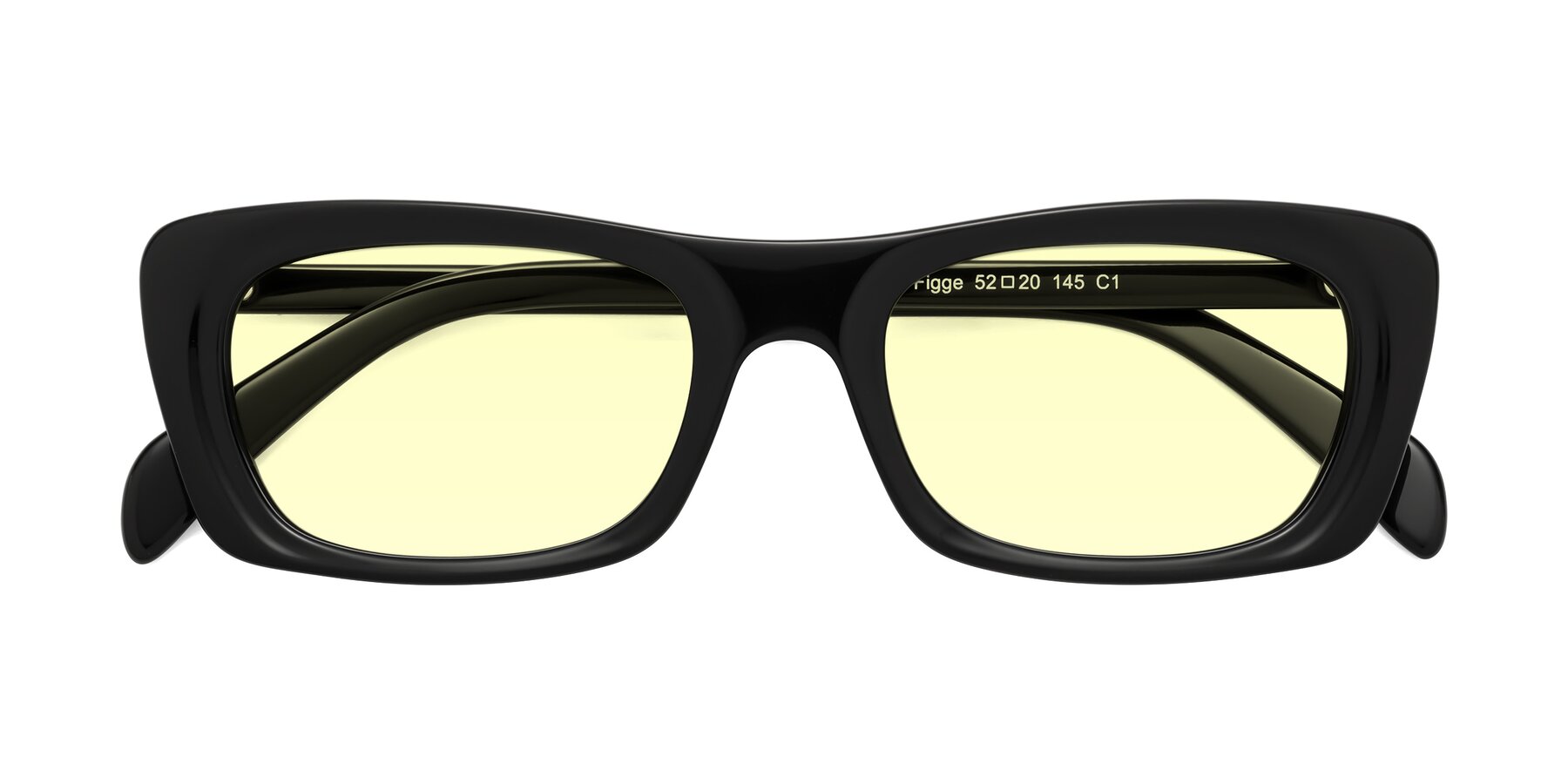 Folded Front of Figge in Black with Light Yellow Tinted Lenses