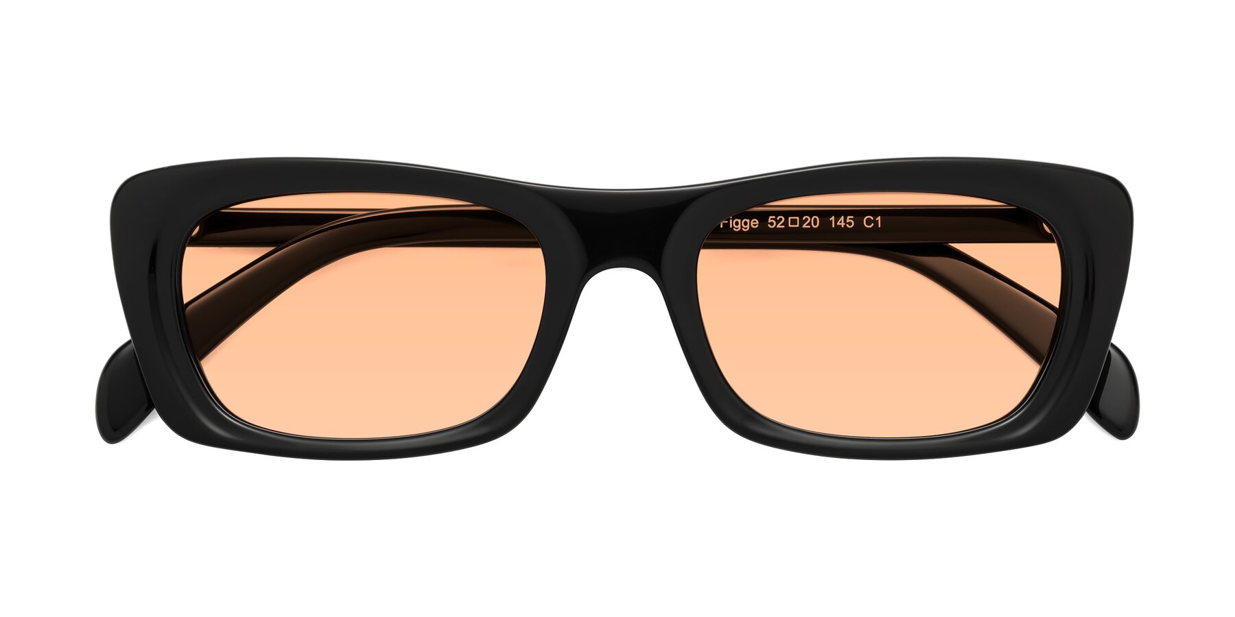 Folded Front of Figge in Black with Light Orange Tinted Lenses