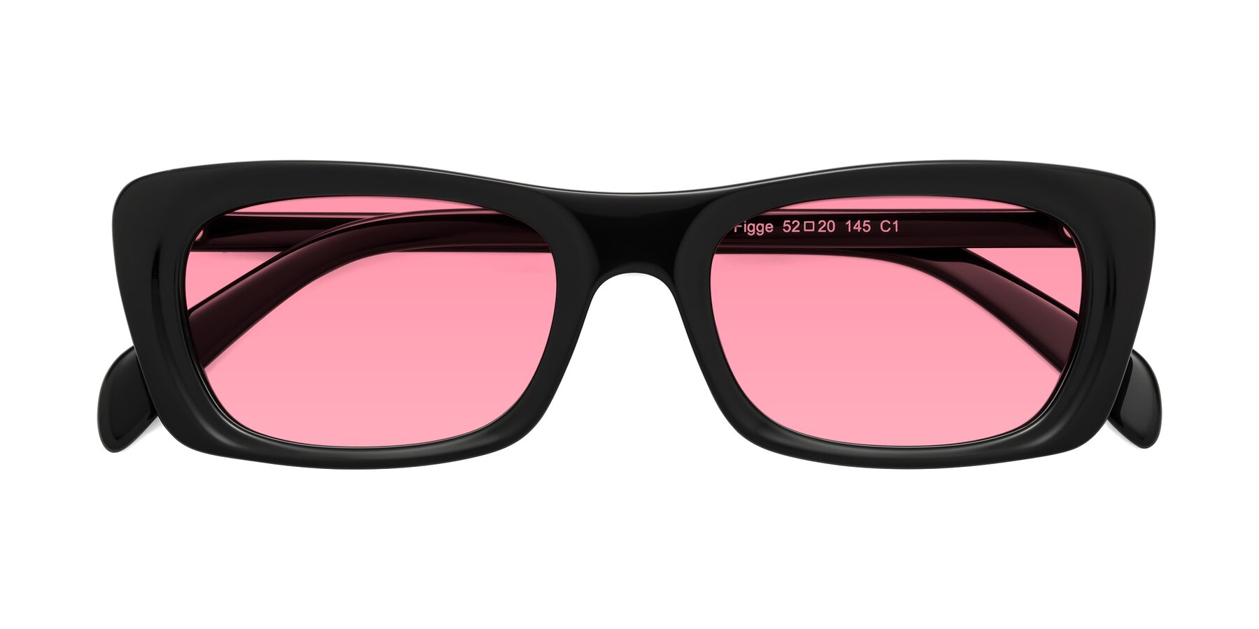 Folded Front of Figge in Black with Pink Tinted Lenses
