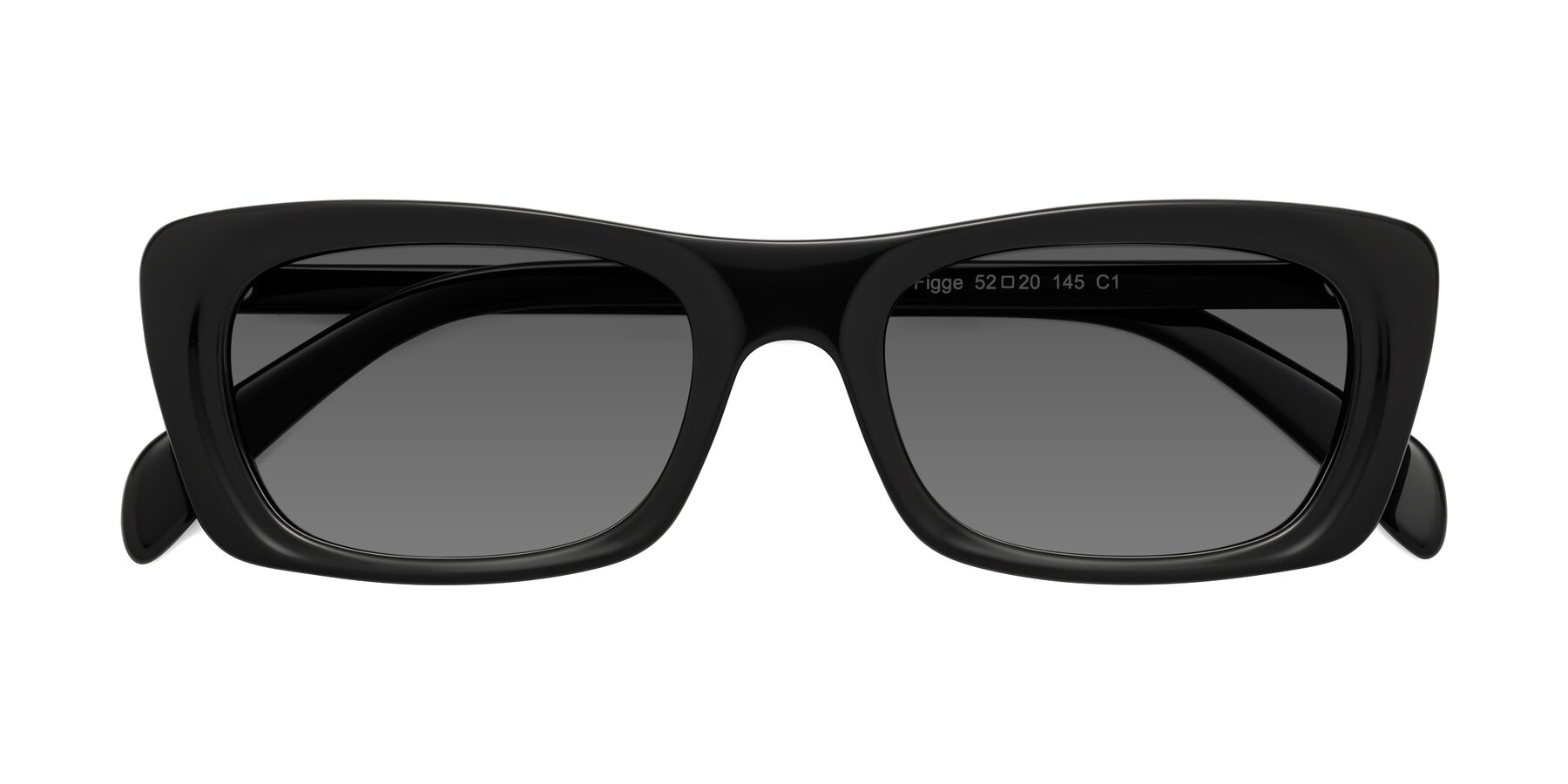 Folded Front of Figge in Black with Medium Gray Tinted Lenses