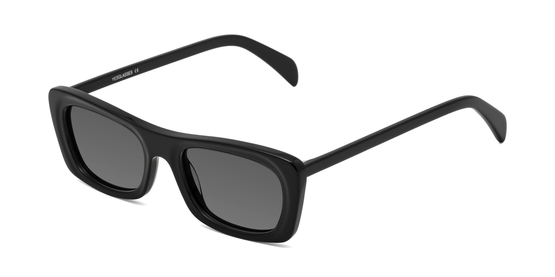 Angle of Figge in Black with Medium Gray Tinted Lenses