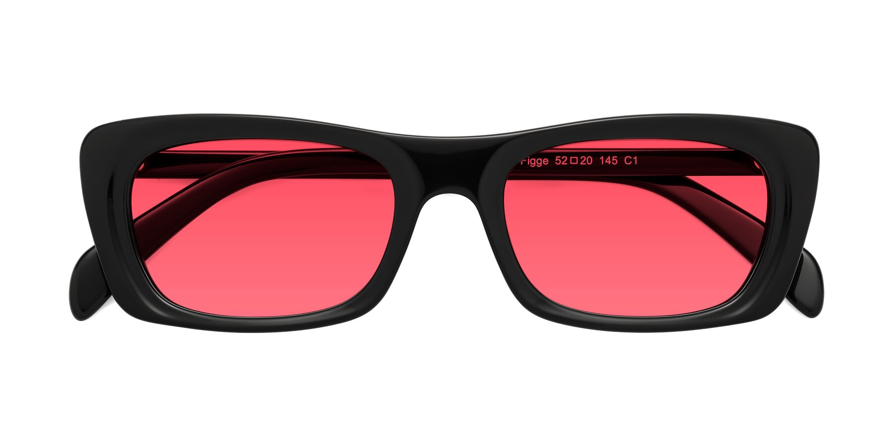 Folded Front of Figge in Black with Red Tinted Lenses