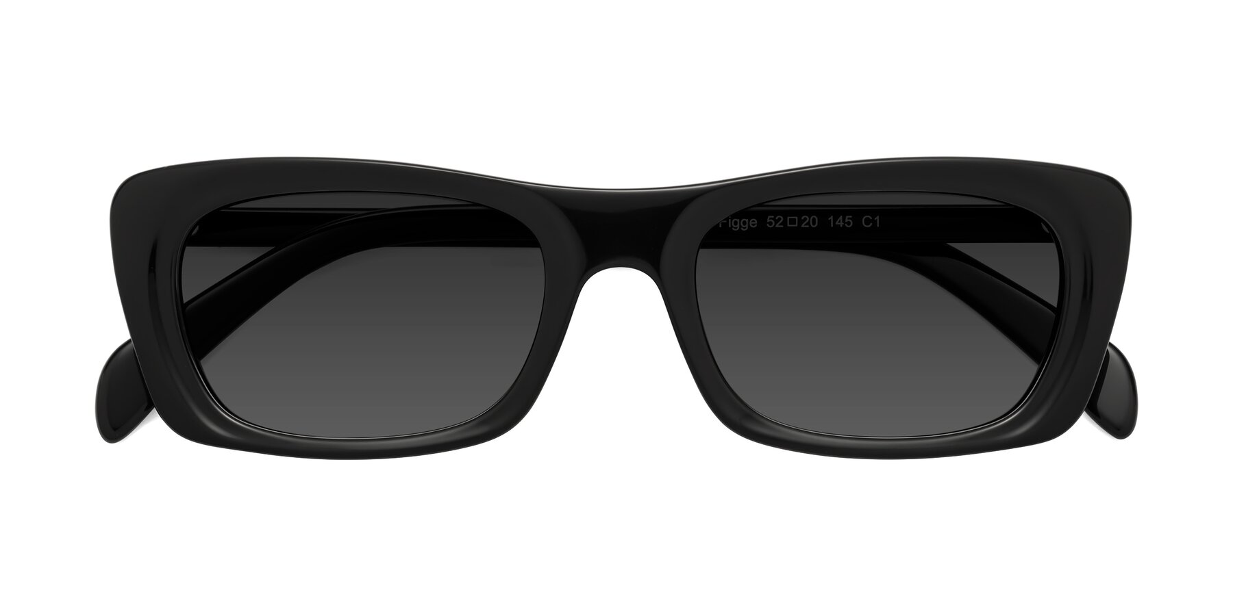 Folded Front of Figge in Black with Gray Tinted Lenses